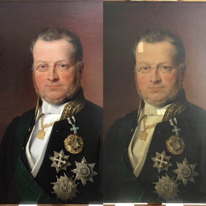 Eliseo Sala - Camillo Benso Conte di Cavour 1860 - prima e dopo il restauro